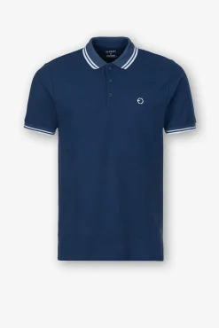 Tiffosi Polo Pique Con Detalle Rayas Azul Oscuro New