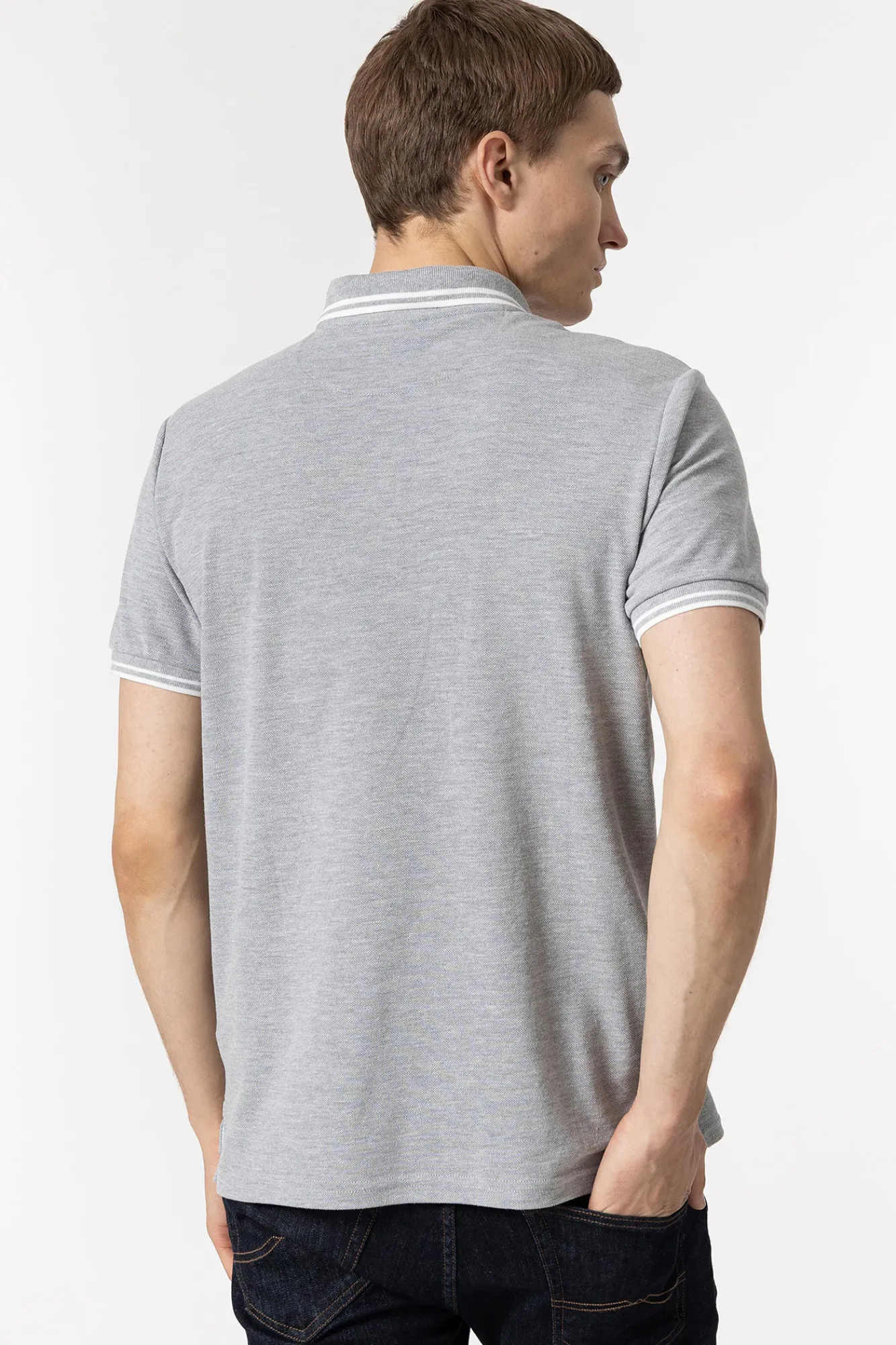 Tiffosi Polo Pique Con Detalle Rayas Gris Claro
