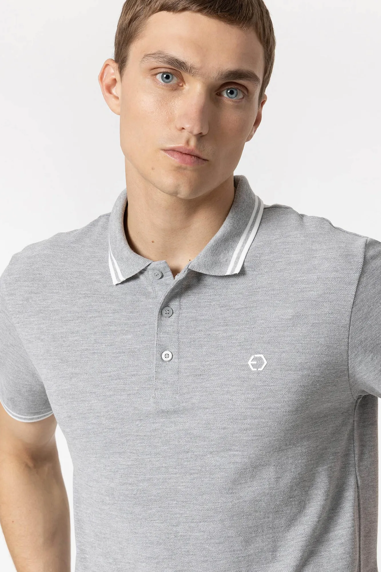 Tiffosi Polo Pique Con Detalle Rayas Gris Claro
