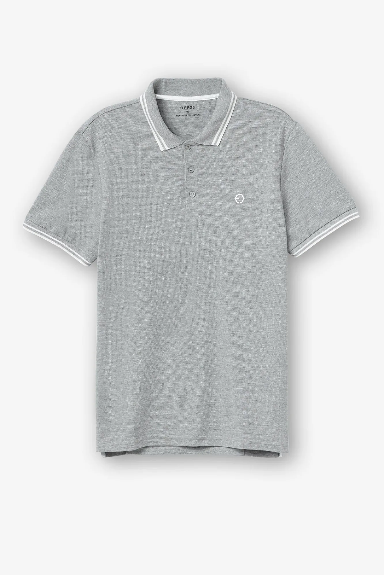 Tiffosi Polo Pique Con Detalle Rayas Gris Claro