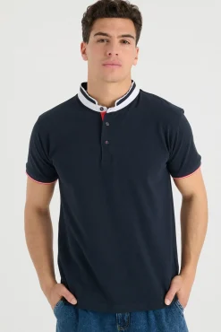 Inside Polo Pique Cuello Mao Azul Oscuro New