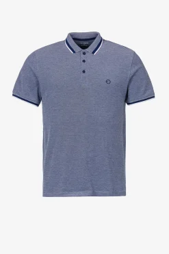 Tiffosi Polo Pique Detalle Estampado Con Relieve Azul Medio Discount