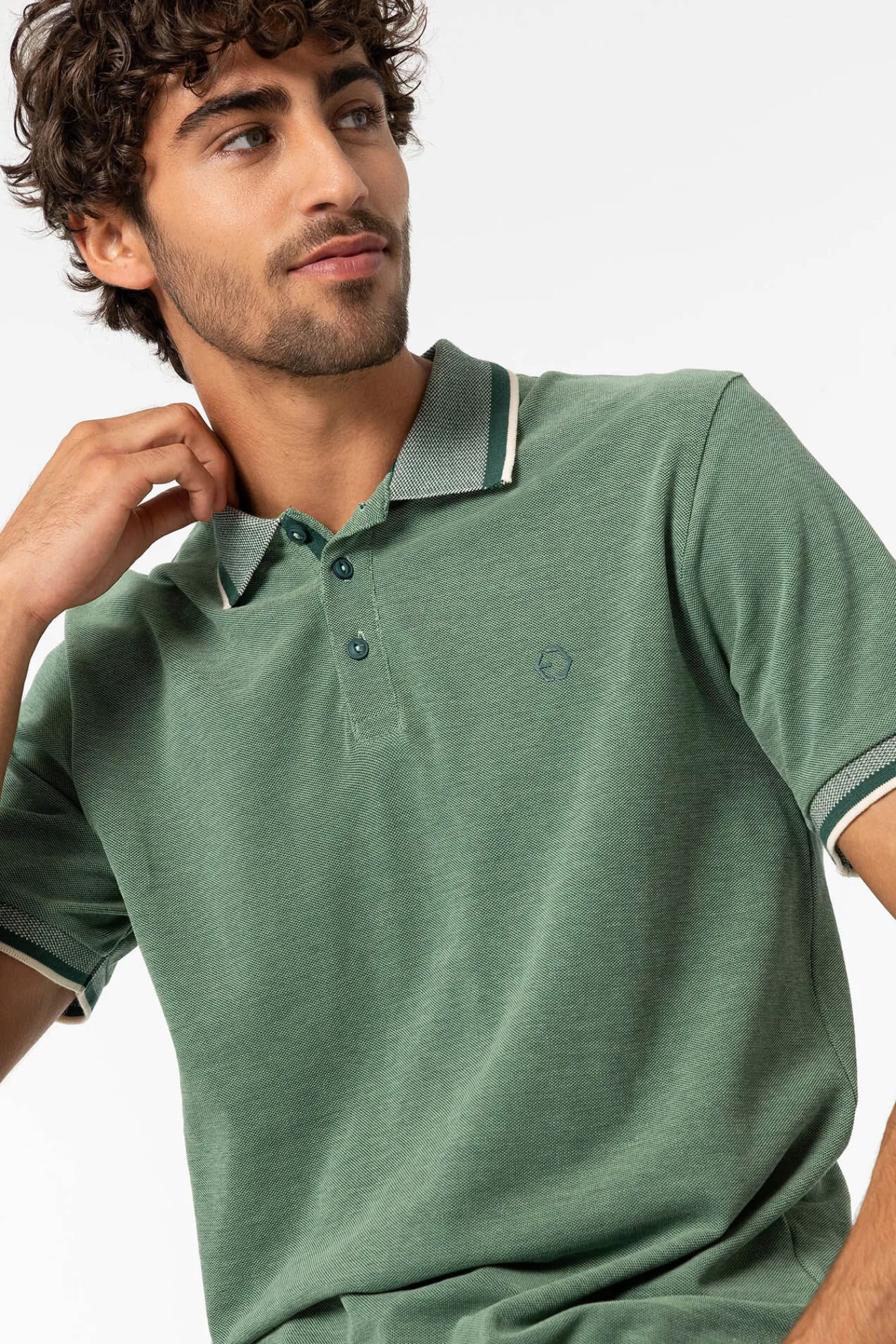 Tiffosi Polo Pique Detalle Estampado Con Relieve Verde Hot