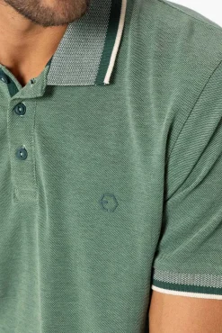 Tiffosi Polo Pique Detalle Estampado Con Relieve Verde Hot