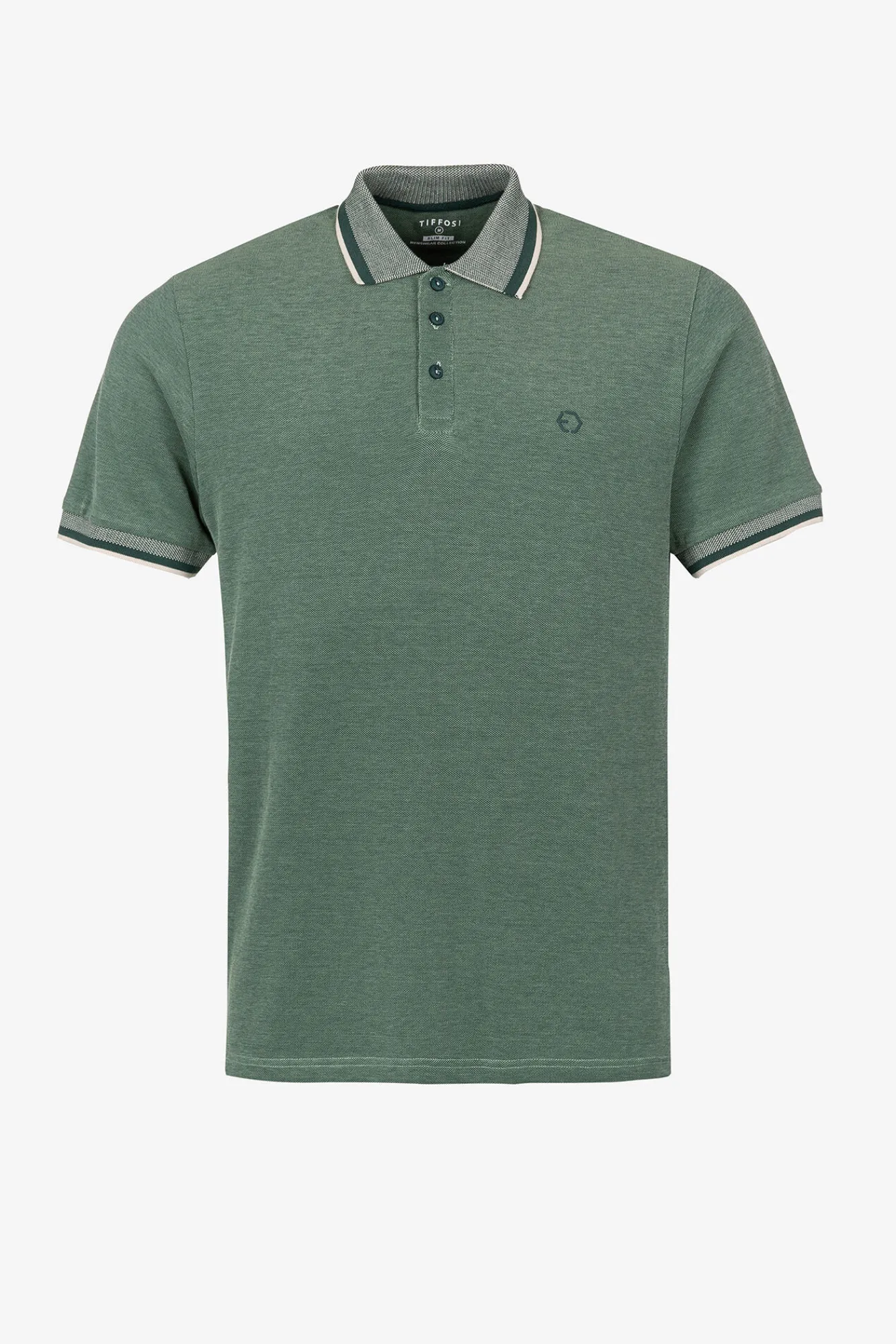 Tiffosi Polo Pique Detalle Estampado Con Relieve Verde Hot
