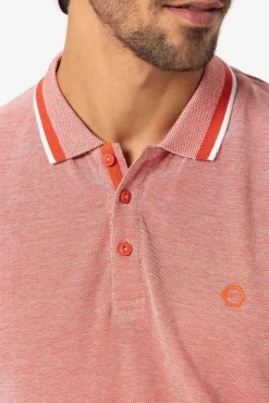 Tiffosi Polo Pique Detalle Estampado Con Relieve Naranja Discount