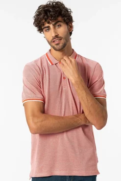 Tiffosi Polo Pique Detalle Estampado Con Relieve Naranja Discount