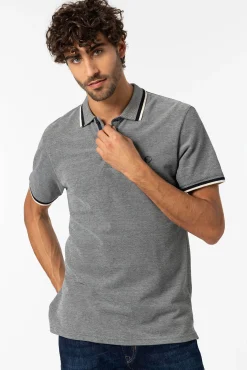 Tiffosi Polo Pique Detalle Estampado Con Relieve Navy Clearance