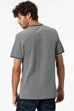 Tiffosi Polo Pique Detalle Estampado Con Relieve Navy Clearance