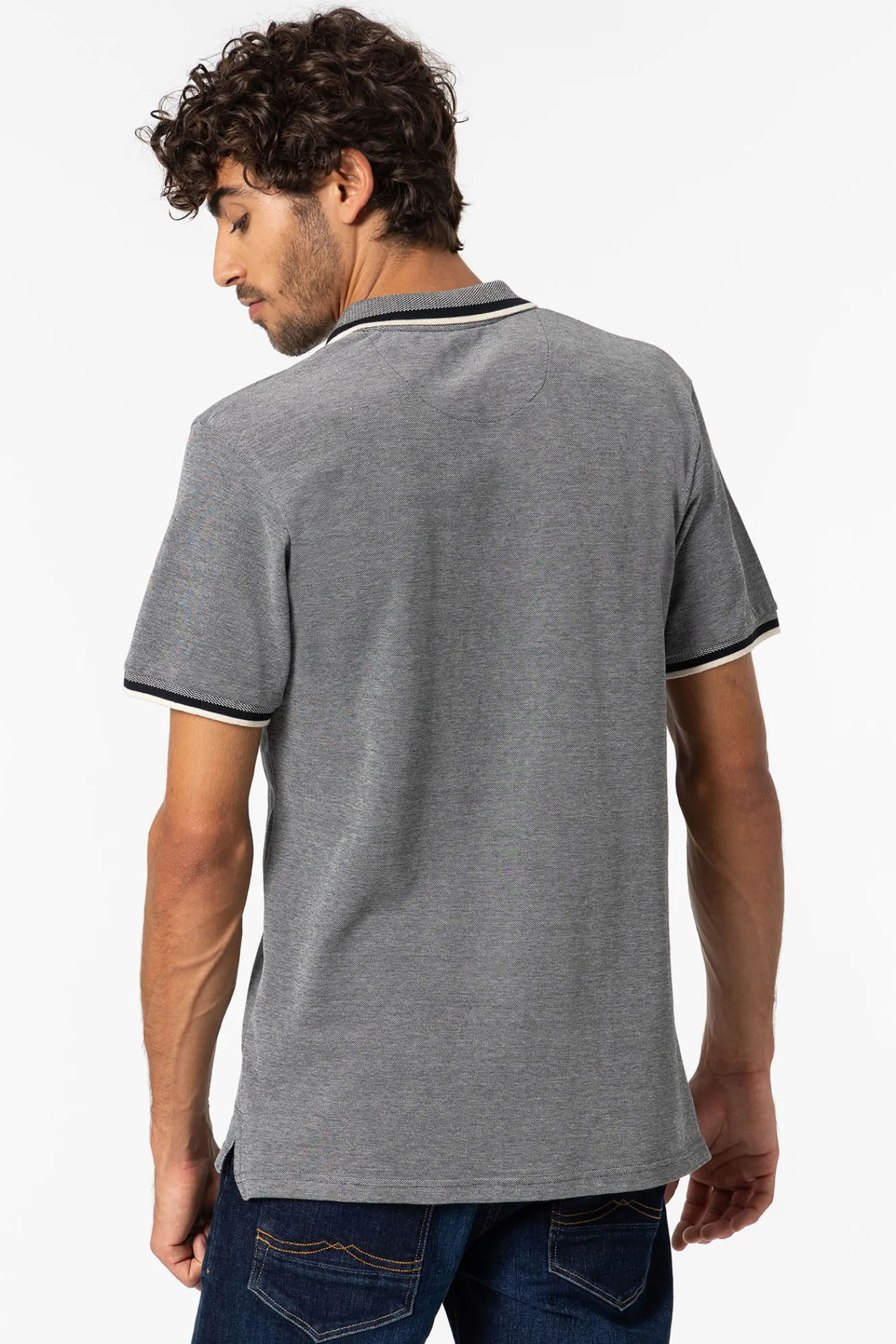 Tiffosi Polo Pique Detalle Estampado Con Relieve Navy Clearance