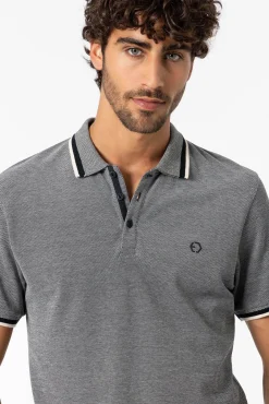 Tiffosi Polo Pique Detalle Estampado Con Relieve Navy Clearance