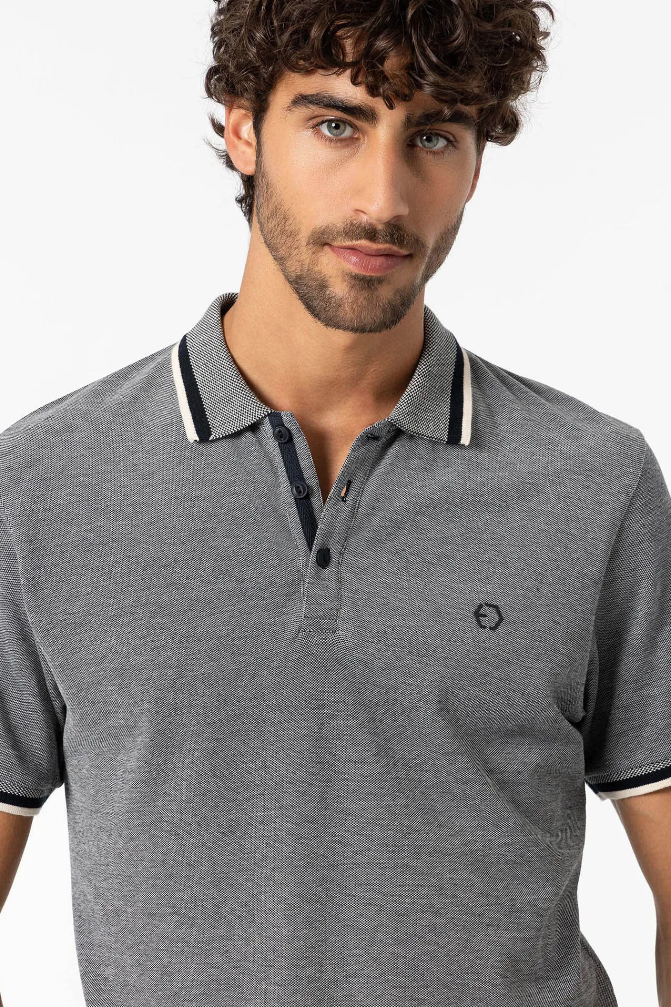Tiffosi Polo Pique Detalle Estampado Con Relieve Navy Clearance