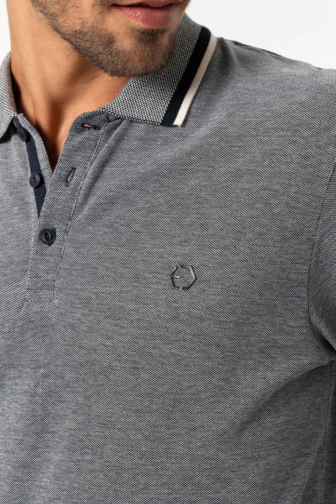 Tiffosi Polo Pique Detalle Estampado Con Relieve Navy Clearance