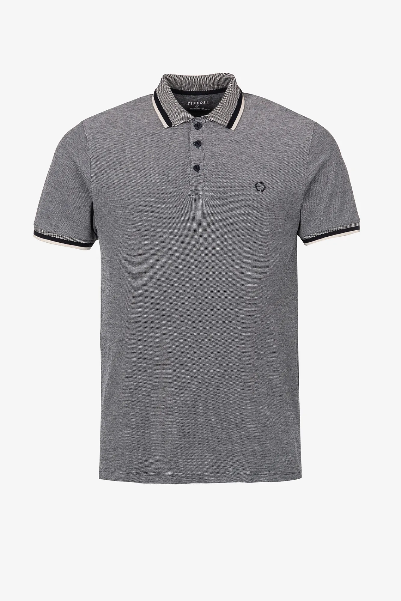 Tiffosi Polo Pique Detalle Estampado Con Relieve Navy Clearance