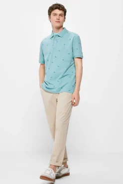* Polo Pique Estampado All Over Turquesa Hot