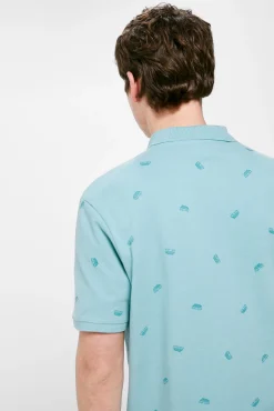 * Polo Pique Estampado All Over Turquesa Hot
