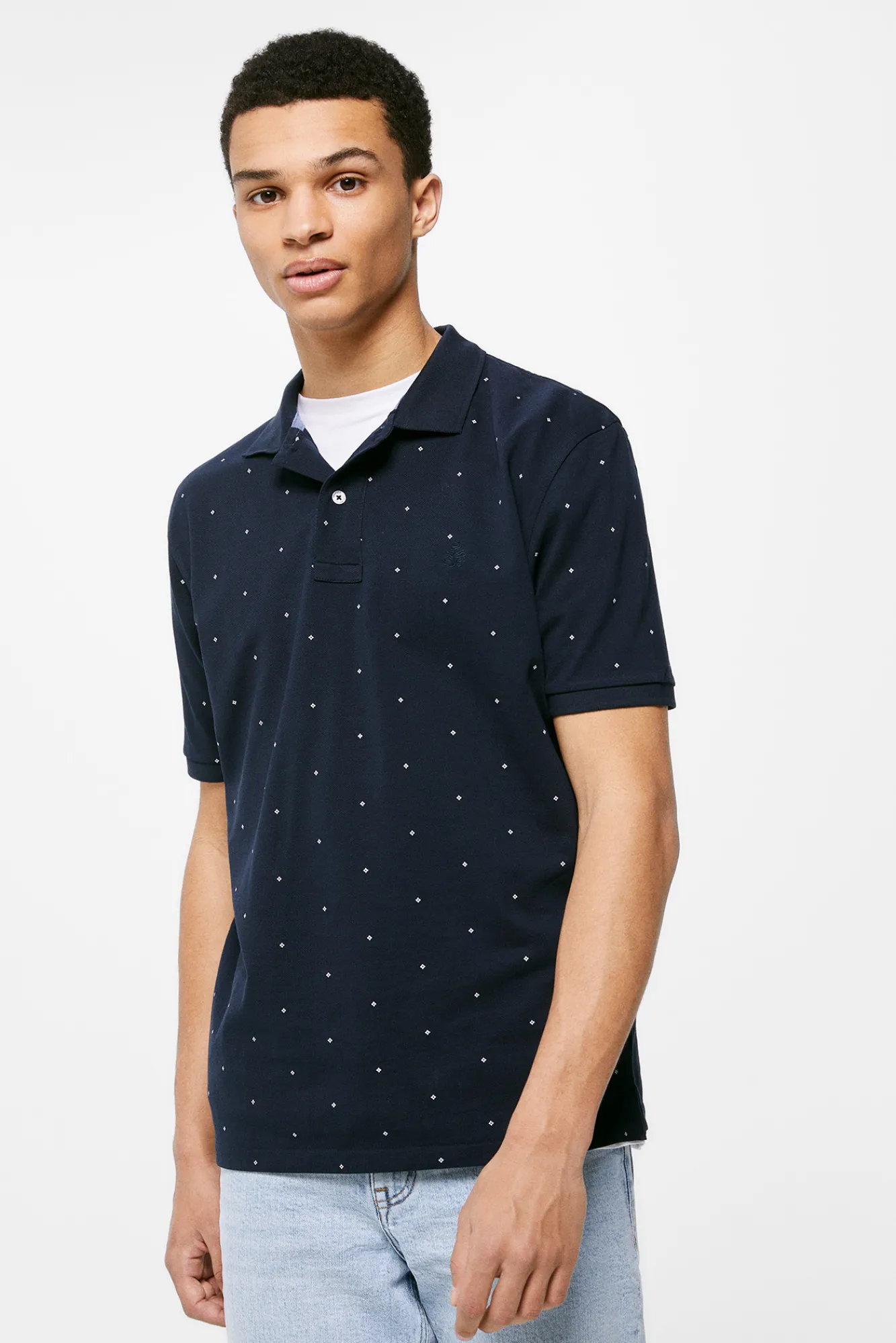 * Polo Pique Estampado All Over Navy Online