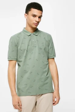 * Polo Pique Estampado All Over Verde Clearance