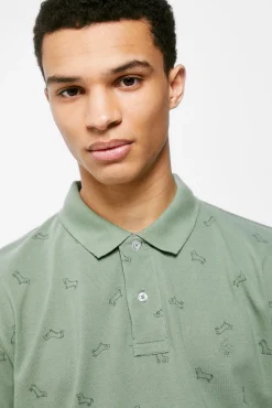 * Polo Pique Estampado All Over Verde Clearance