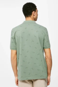 * Polo Pique Estampado All Over Verde Clearance