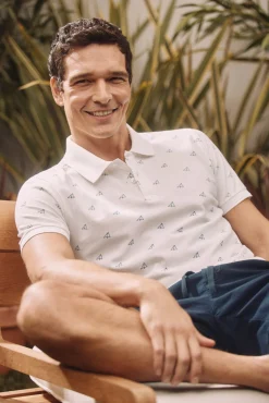 Ooto Polo Pique Estampado Aviones Blanco Online