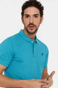Cortefiel Polo Pique Logo Turquesa