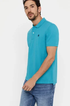 Cortefiel Polo Pique Logo Turquesa