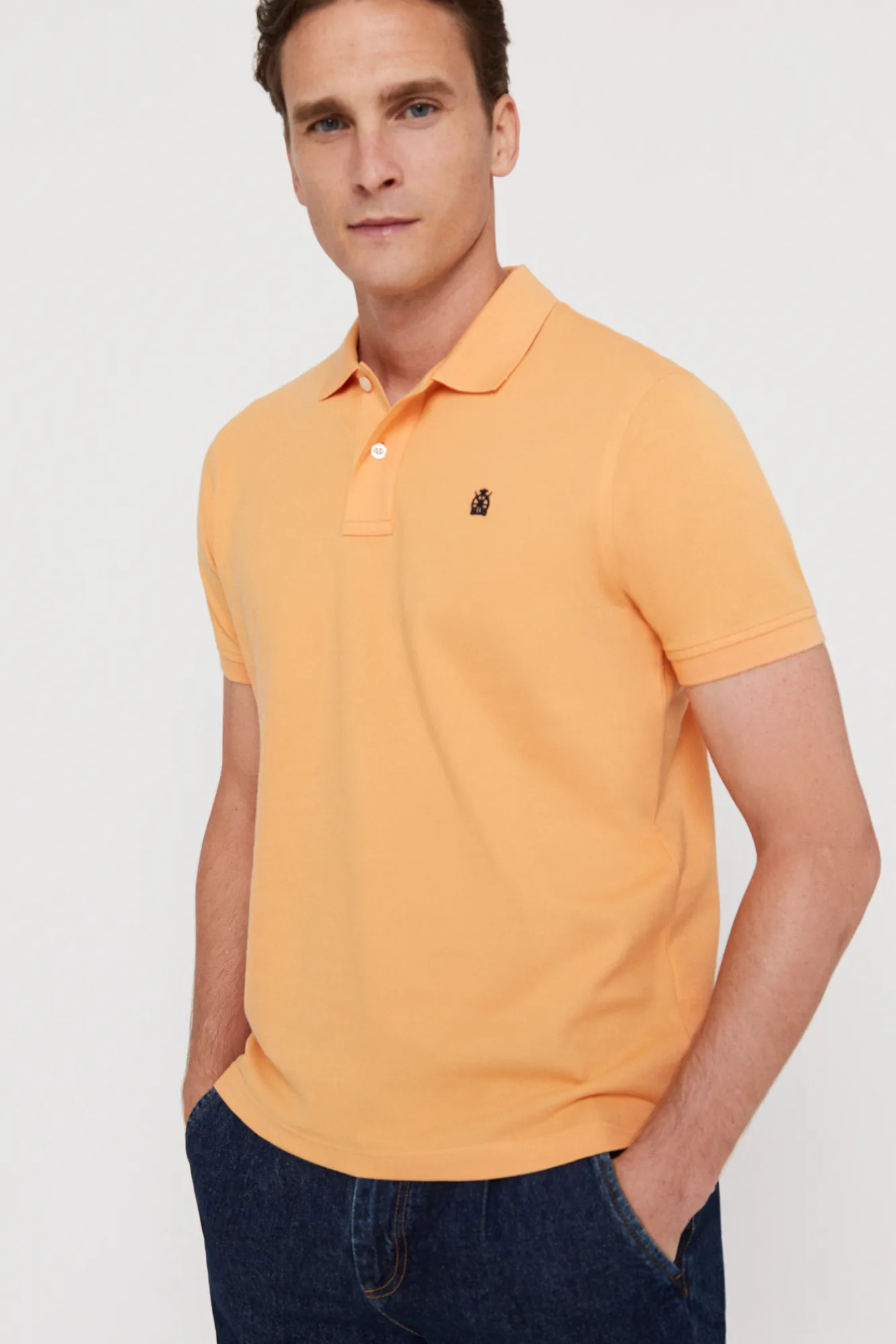 Cortefiel Polo Pique Logo Naranja New
