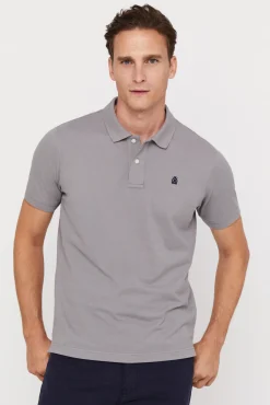 Cortefiel Polo Pique Logo Gris Sale