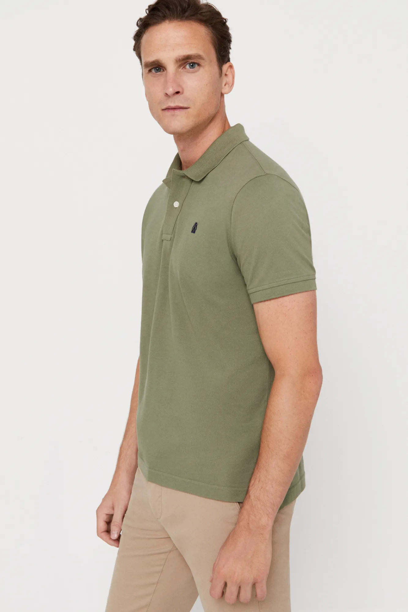 Cortefiel Polo Pique Logo Kaki Outlet