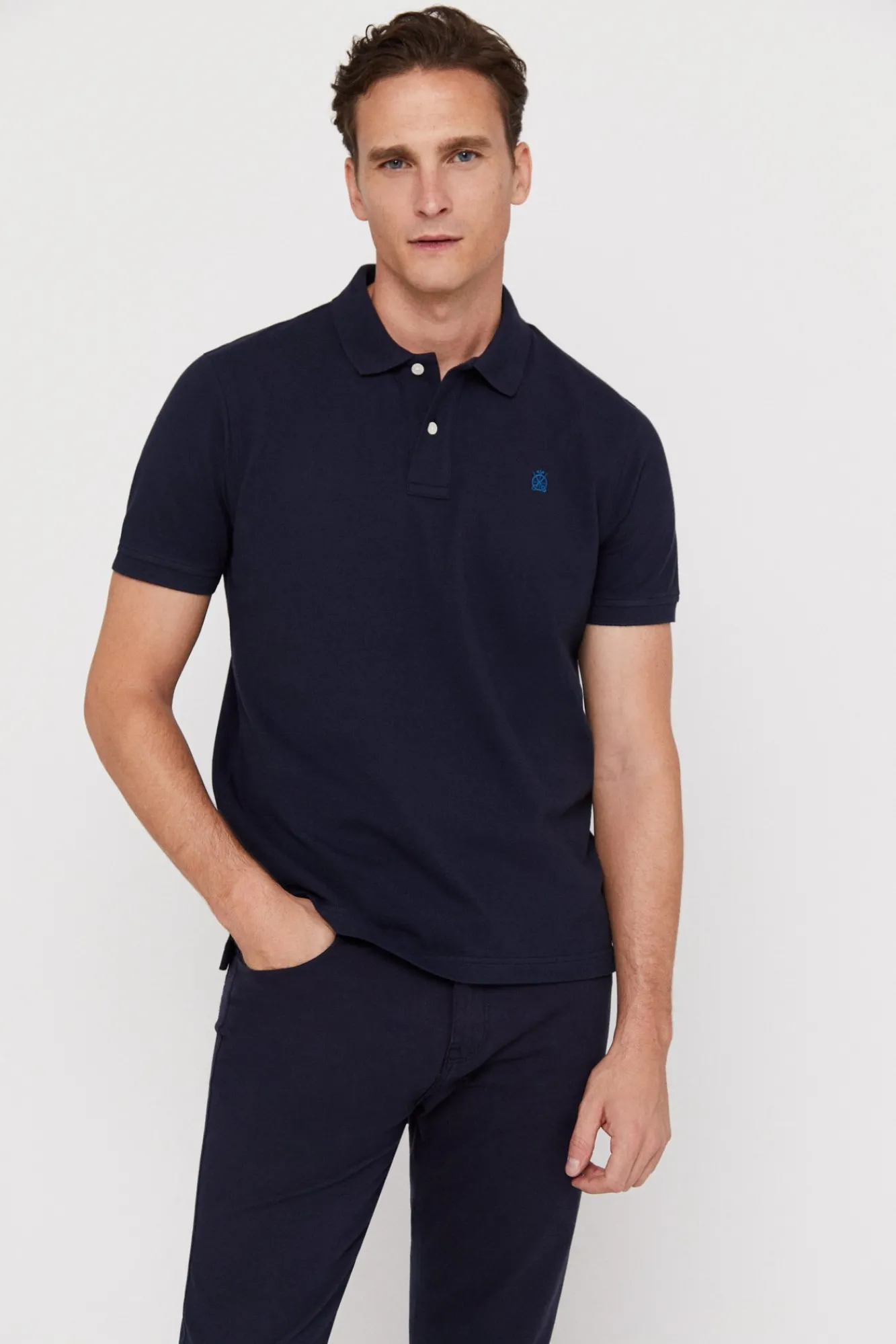 Cortefiel Polo Pique Logo Azul Oscuro Sale