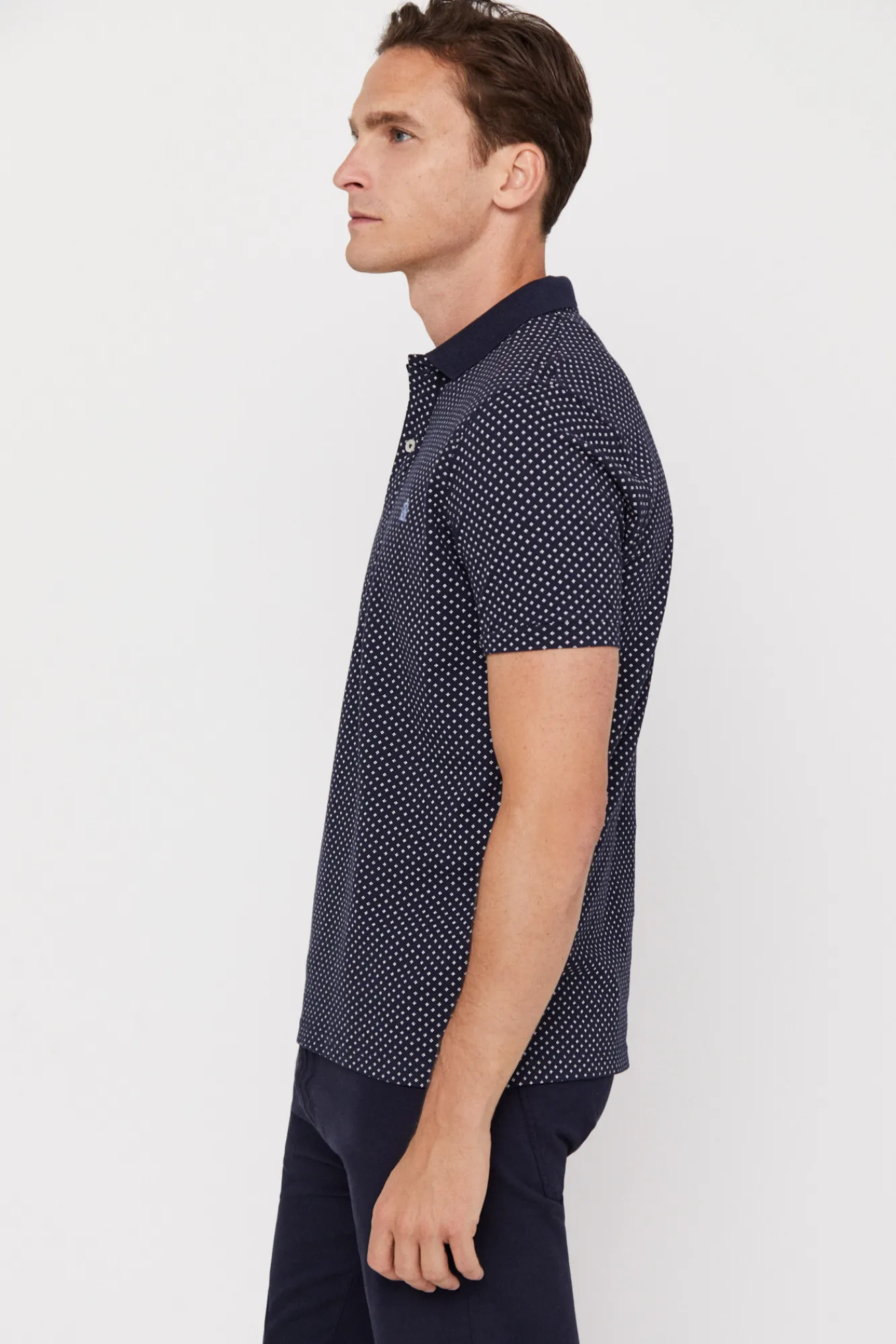 Cortefiel Polo Pique Microestampado Azul Marino