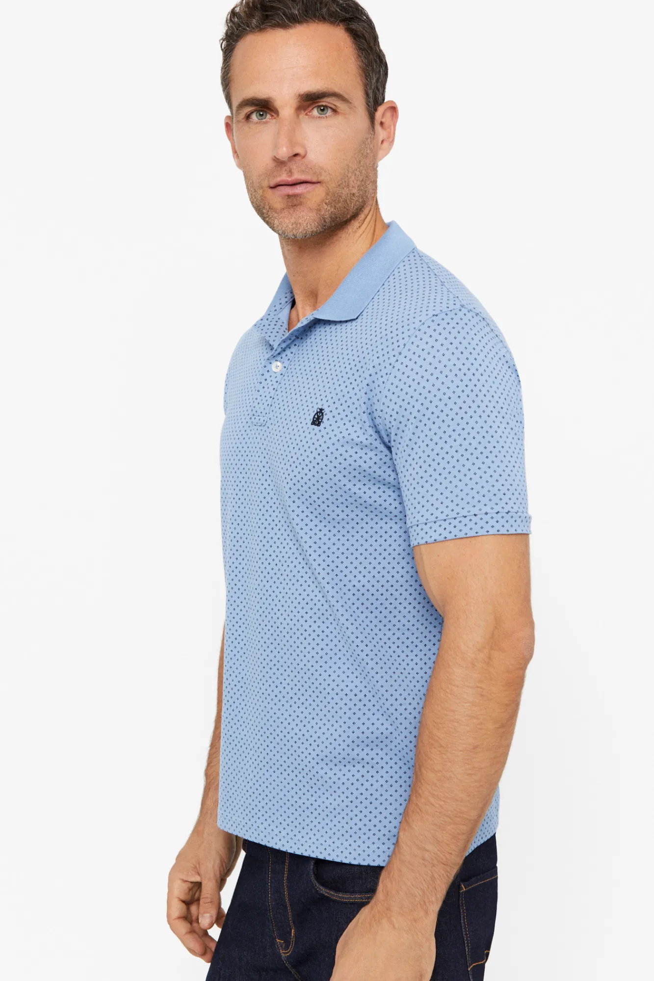 Cortefiel Polo Pique Microestampado Azul Outlet