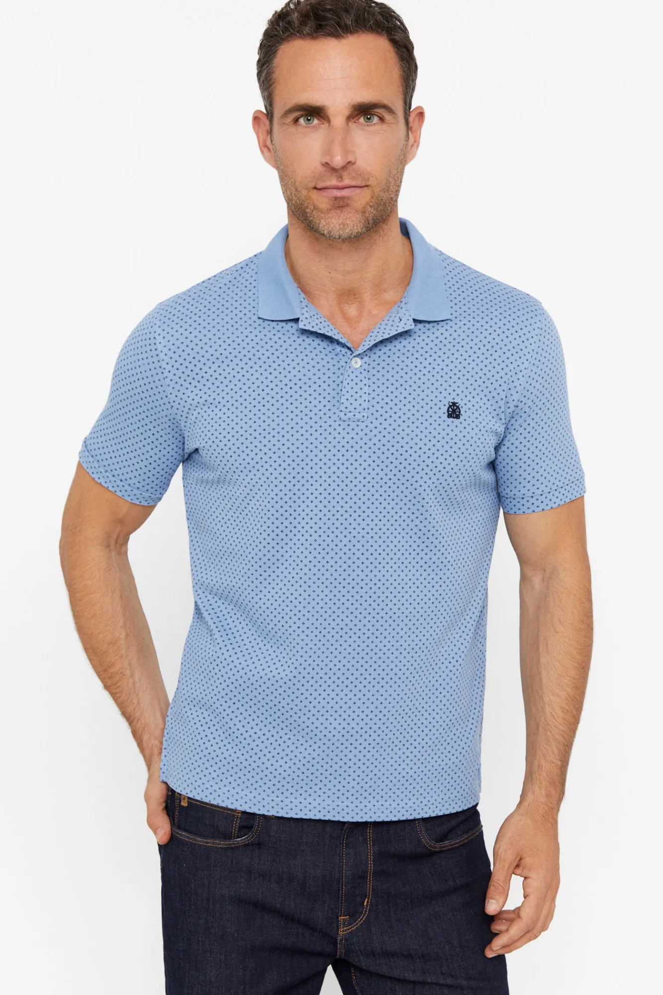 Cortefiel Polo Pique Microestampado Azul Outlet