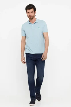 Cortefiel Polo Pique Microestampado Azul Outlet