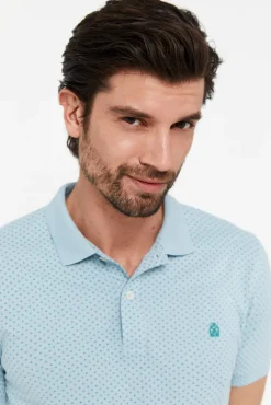 Cortefiel Polo Pique Microestampado Azul Outlet