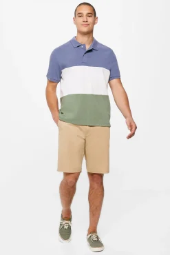 * Polo Pique Tricolor Block Azul Medio Hot
