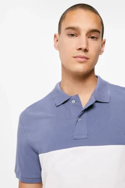 * Polo Pique Tricolor Block Azul Medio Hot