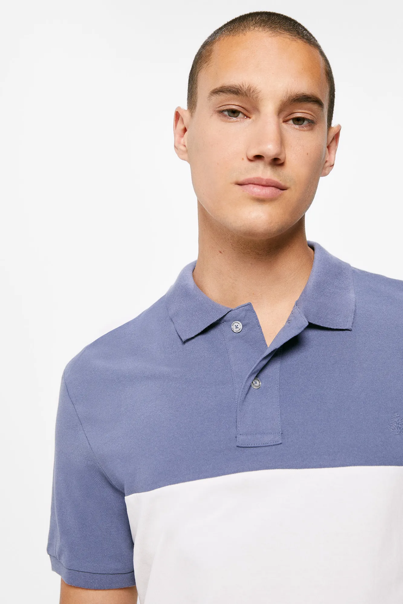 * Polo Pique Tricolor Block Azul Medio Hot