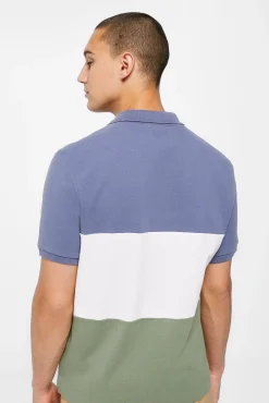 * Polo Pique Tricolor Block Azul Medio Hot