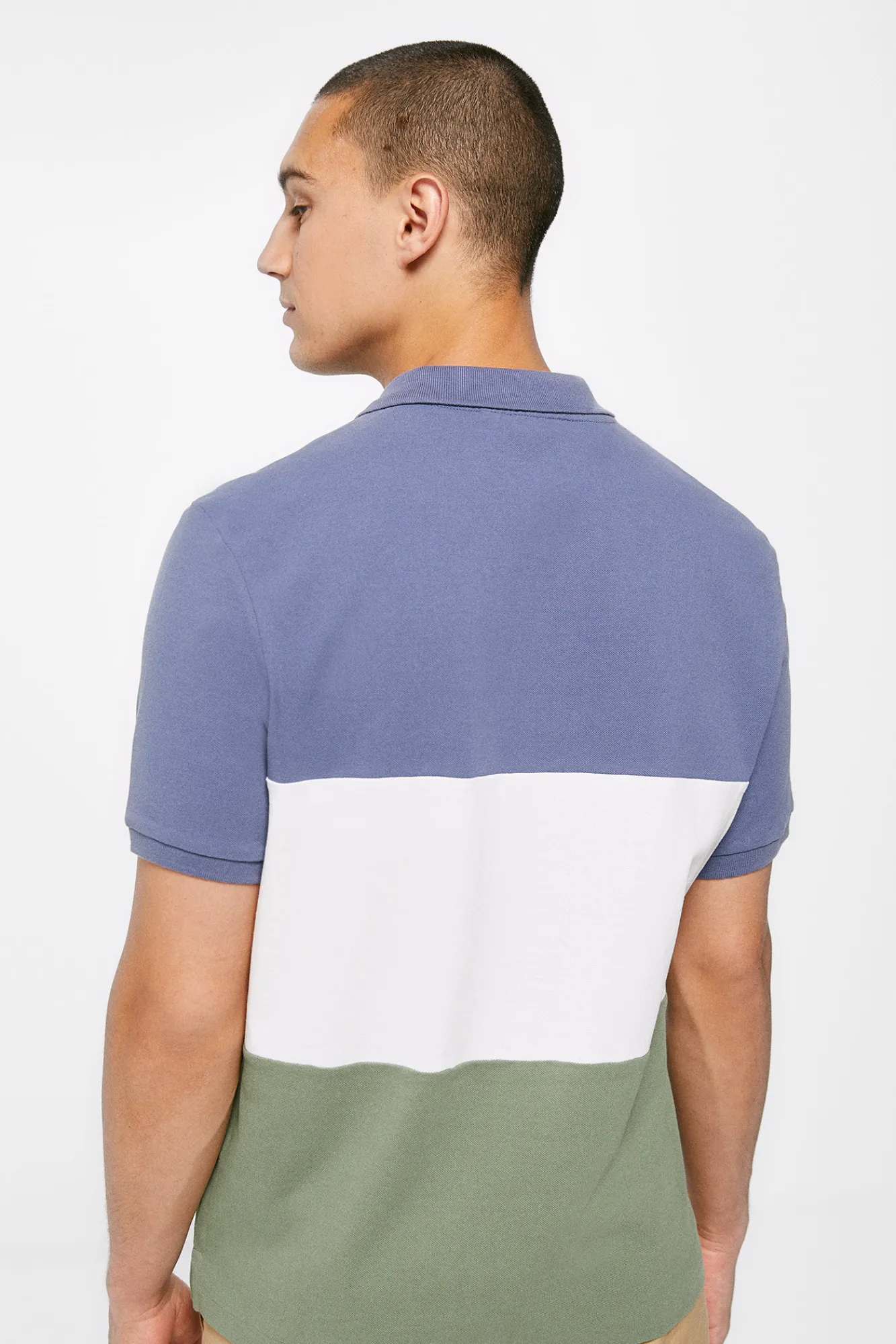 * Polo Pique Tricolor Block Azul Medio Hot