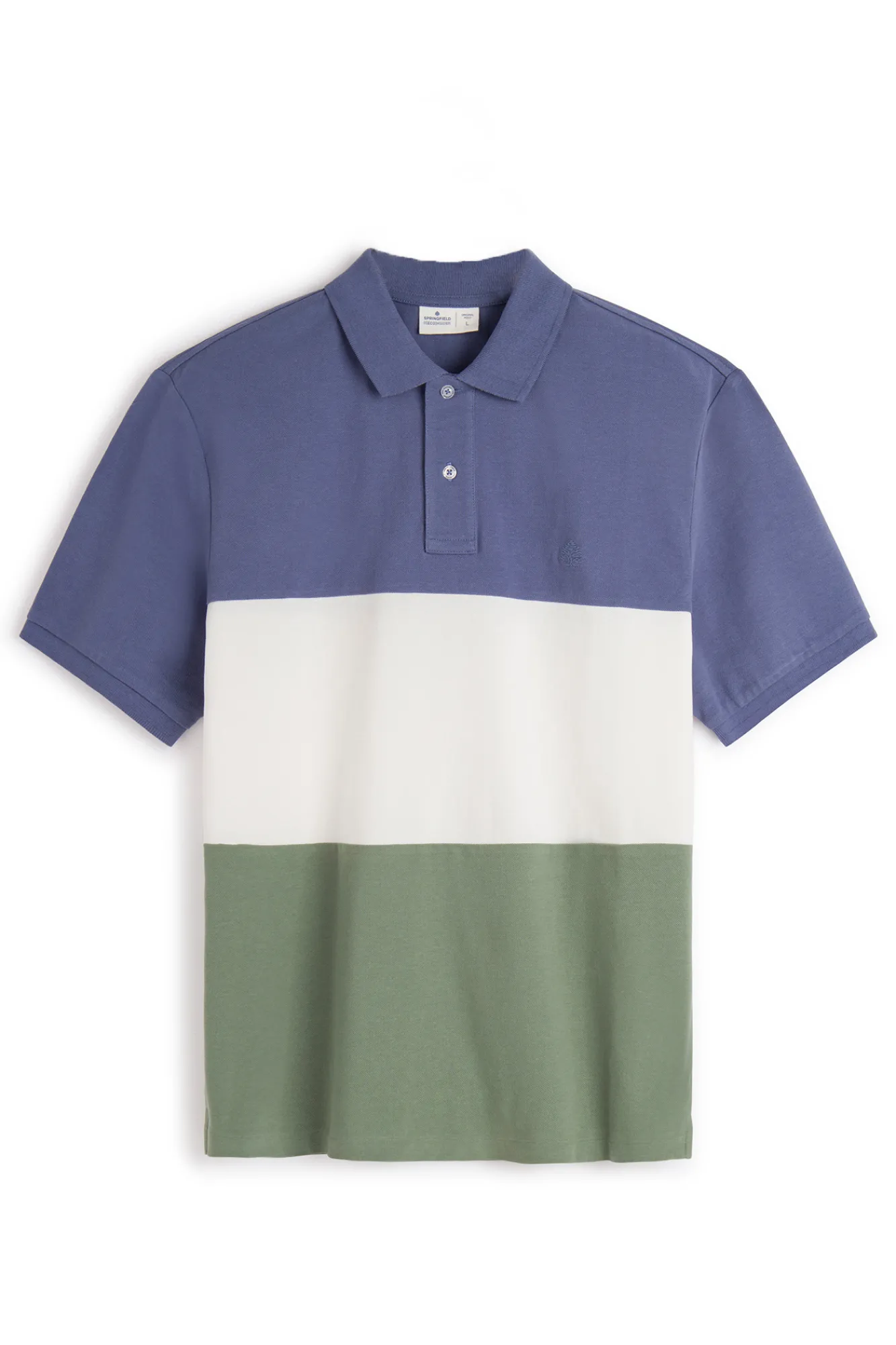 * Polo Pique Tricolor Block Azul Medio Hot