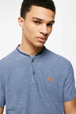 * Polo Punto Cuello Mao Azul Medio Outlet