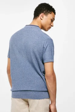 * Polo Punto Cuello Mao Azul Medio Outlet
