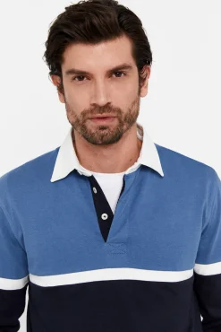 Cortefiel Polo Rugby Tejido Contraste Azul Marino Discount