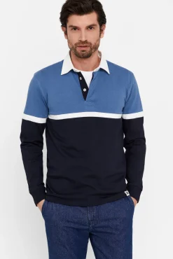 Cortefiel Polo Rugby Tejido Contraste Azul Marino Discount