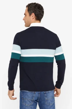 Cortefiel Polo Rugby Tejido Contraste Azul Marino Clearance