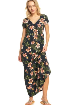 Roxy Popular Song - Vestido Hasta El Tobillo Para Mujer Azul Medio Outlet