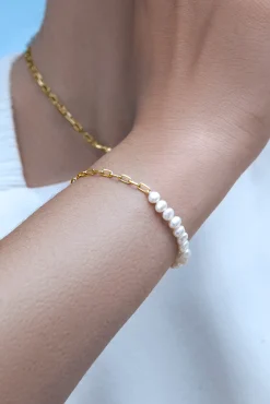 Singularu Pulsera Chic Pearl Baño Oro Amarillo Outlet