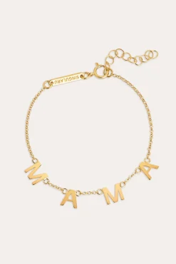 Singularu Pulsera Mama Letters Plata Baño Oro Amarillo New